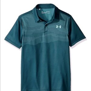 Under Armour Boys Engineered Polo Deep Green Sz YL